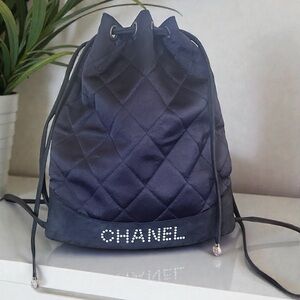 Chanel Satin Matelasse Drawstring Backpack